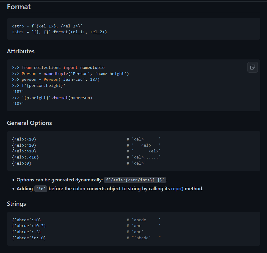 Python Cheatsheet Format