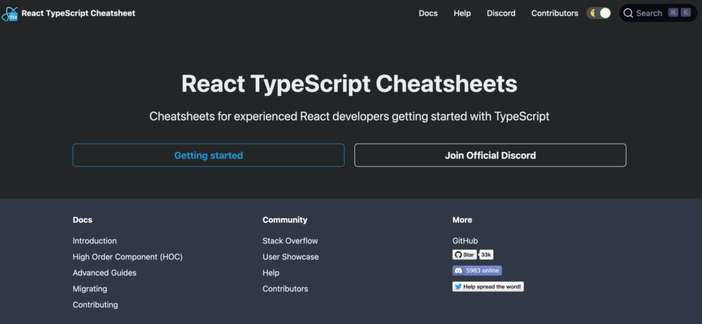 React TypeScript Cheatsheets index